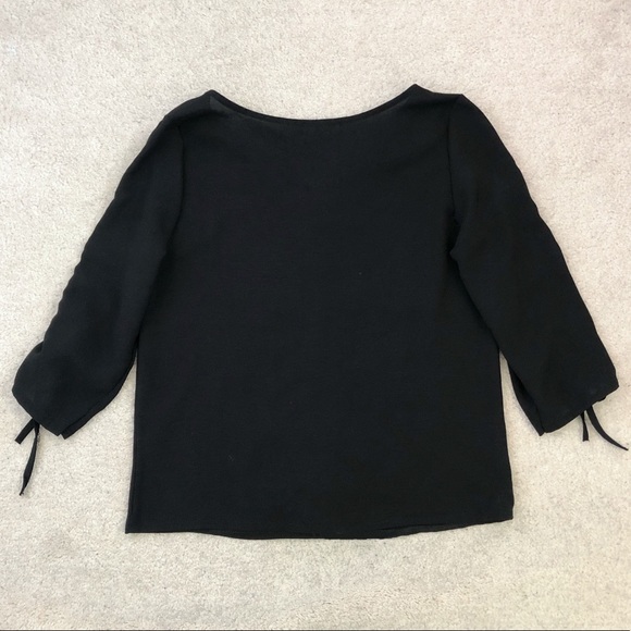 3 for $28🌼 Black Ruched Drawstring self-tie blouse - Picture 8 of 8